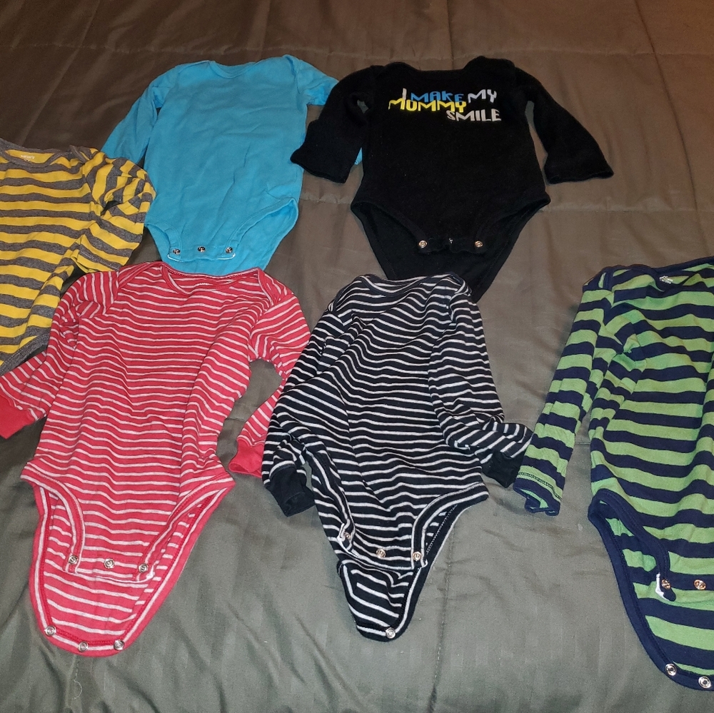 BUNDLE OF 6 CARTERS BOYS LONGSLEEVE TEE SHIRTS SIZE 24M